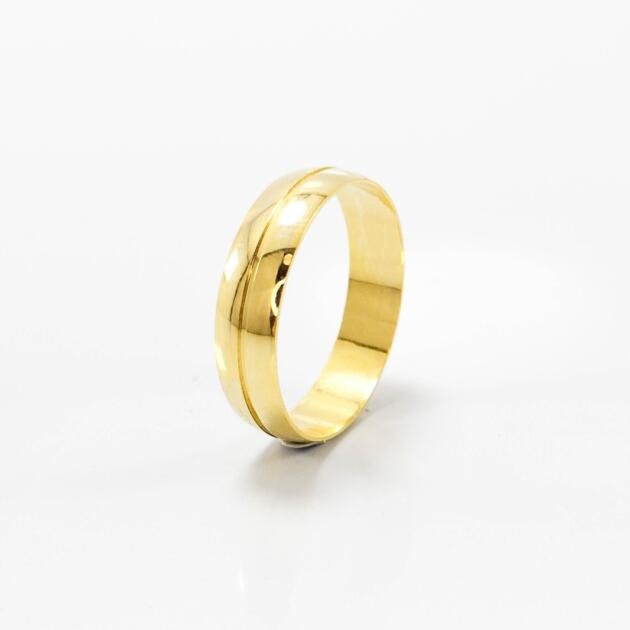 Aliança de Casamento 5mm Abaulada com Um Friso Ouro 18k (Unidade)