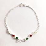 Pulseira Infinito com Pedras Coloridas em Prata