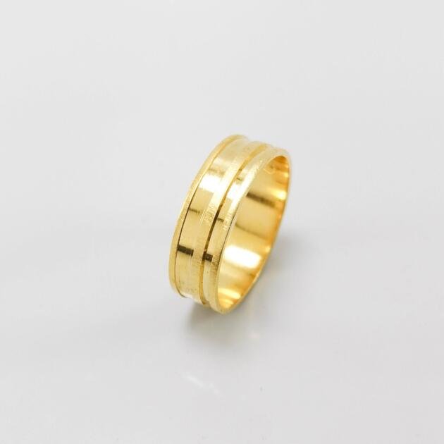 Aliança de Casamento 6mm Fosca Dois Frisos Ouro 18k (Unidade)