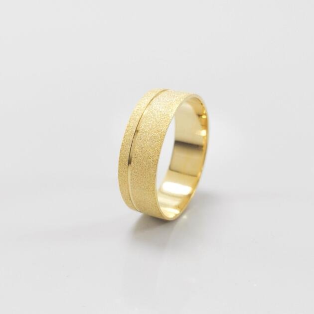 Aliança de Casamento 6mm Friso Diamantada Ouro 18k (Unidade)