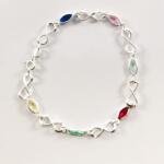 Pulseira Infinitos com Pedras coloridas em Prata