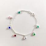 Pulseira com Pedras Coloridas em Prata
