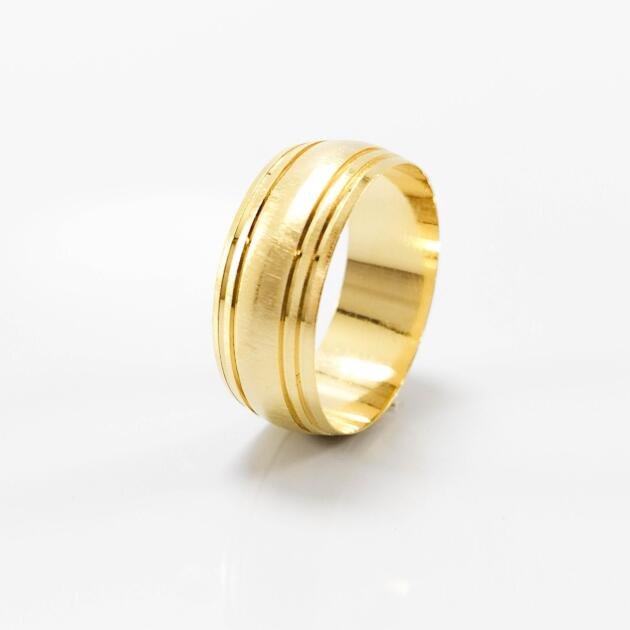 Aliança de Casamento 8mm Abaulada Fosca Ouro 18k (Unidade)