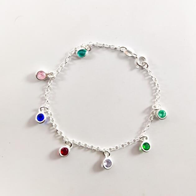 Pulseira com Pedras Coloridas em Prata