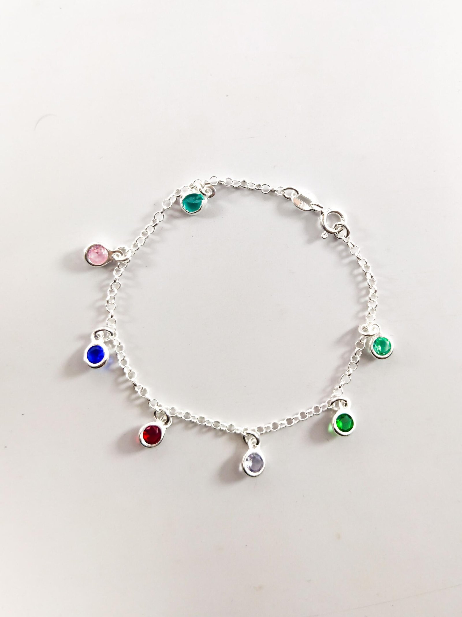 Pulseira com Pedras Coloridas em Prata