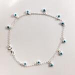 Pulseira de Olho Grego Azul Claro em Prata