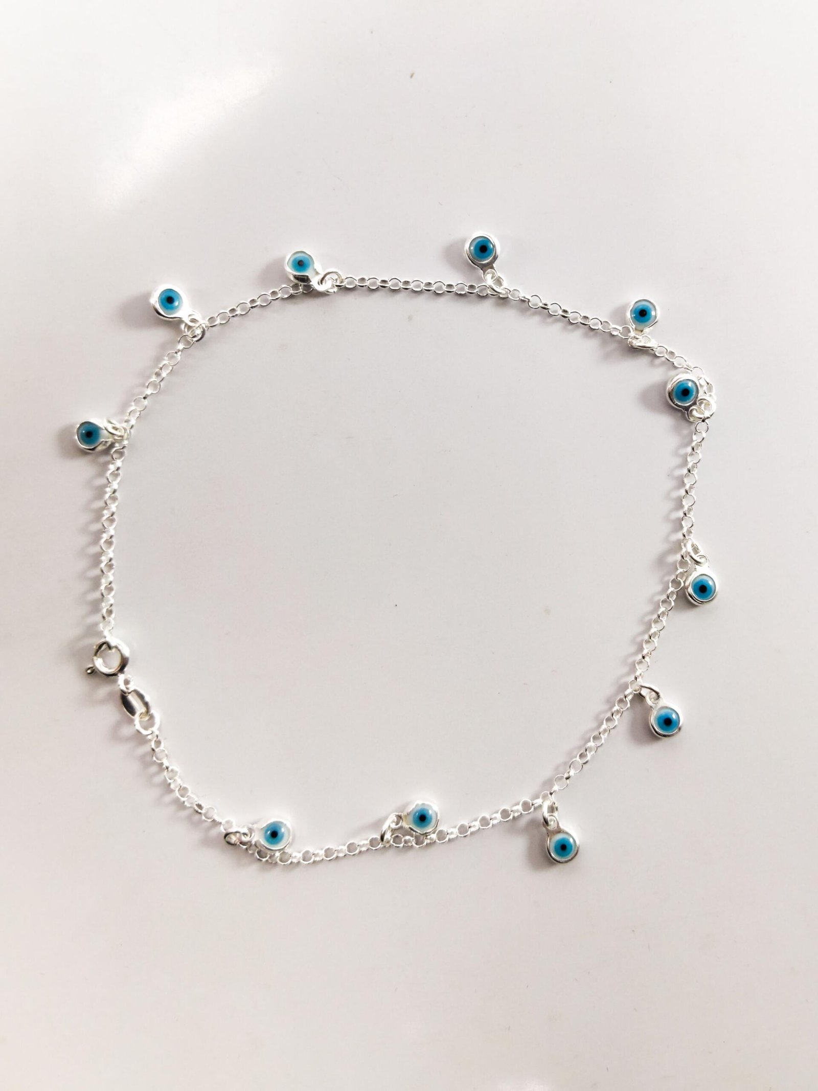Pulseira de Olho Grego Azul Claro em Prata