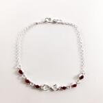 Pulseira Infinito com Pedras Vermelhas em Prata