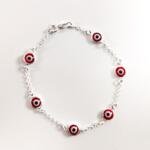 Pulseira de Olho Grego Vermelho em Prata