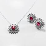 Conjunto De Prata Cravejado De Zirconias Rosa