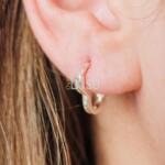 Par De Brincos Em Prata De Argola Em Forma De Coração Com Zirconia