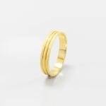 Aliança de Casamento 4mm Diamantada Com Dois Frisos Ouro 18k (Unidade)