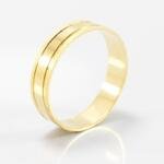 Aliança de Casamento 5mm Dois Friso Diamantado Ouro 18k (Unidade)