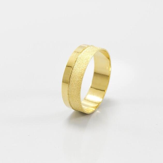 Aliança de Casamento 6mm Friso Diamantado Ouro 18k (Unidade)