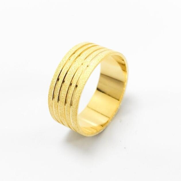 Aliança de Casamento 8mm Tres Frisos Ouro 18k (Unidade)