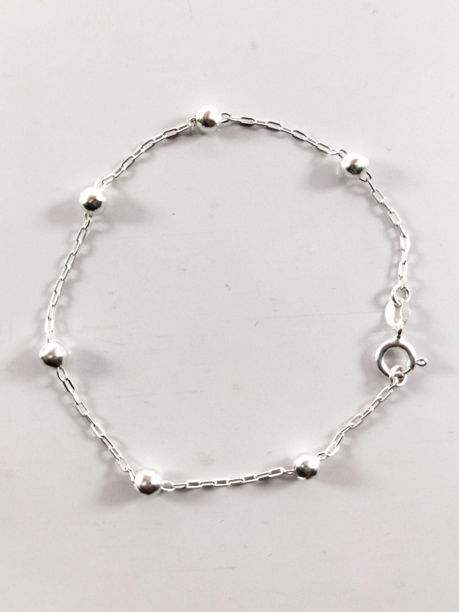 Pulseira Bolinha Elo Português Em Prata