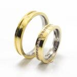 Aliança de Casamento 4mm Moeda com Pedra e Forro de Aço PAR