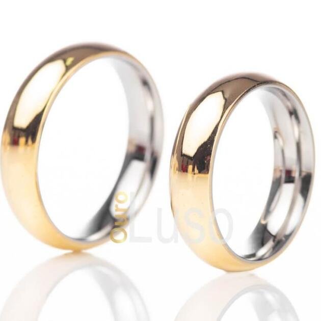 Aliança de Casamento 5mm Abaulada Moeda com Forro de Aço PAR
