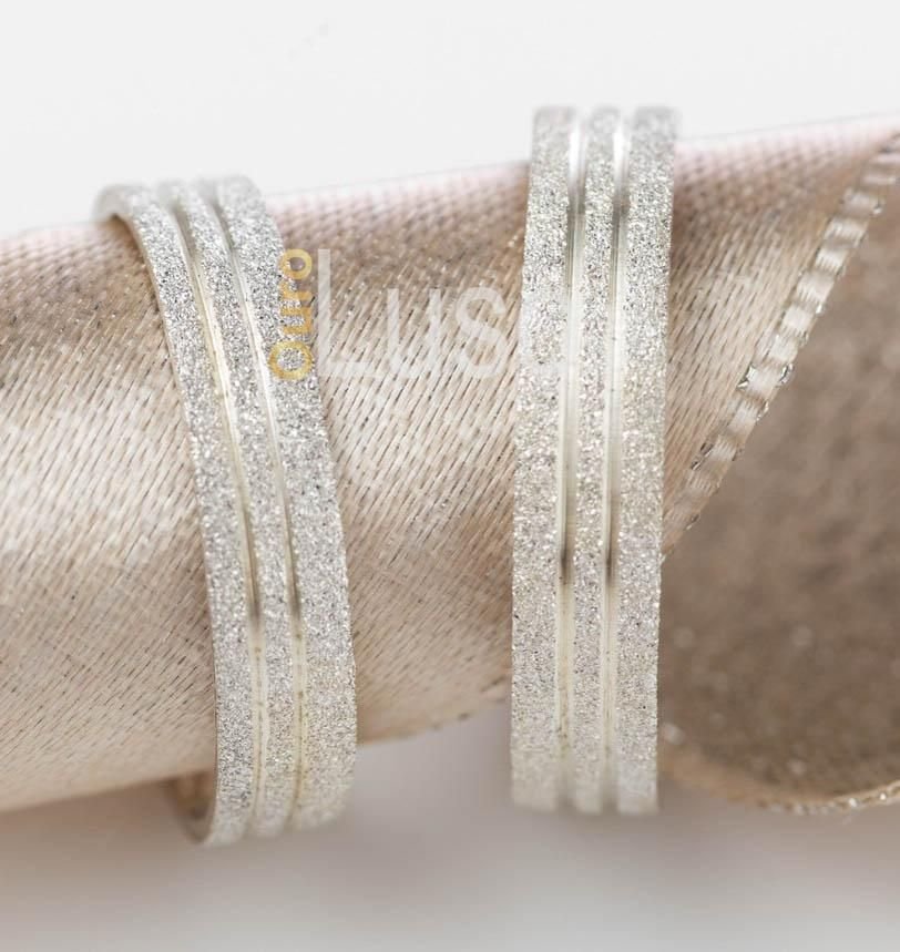 Aliança de namoro Tucuruvi diamantada com friso PAR - Imagem 2