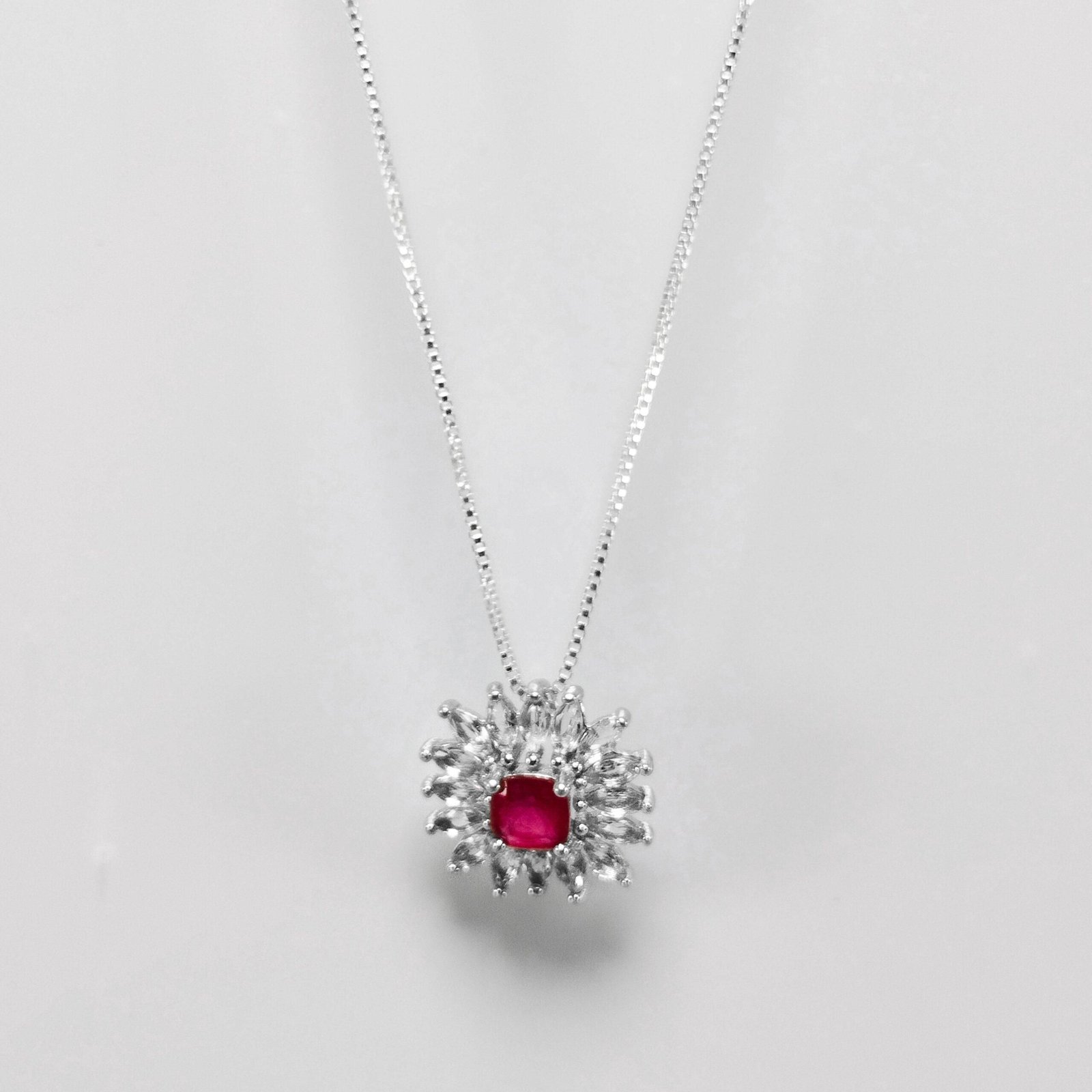 Conjunto De Prata Cravejado De Zirconias Rosa - Imagem 2