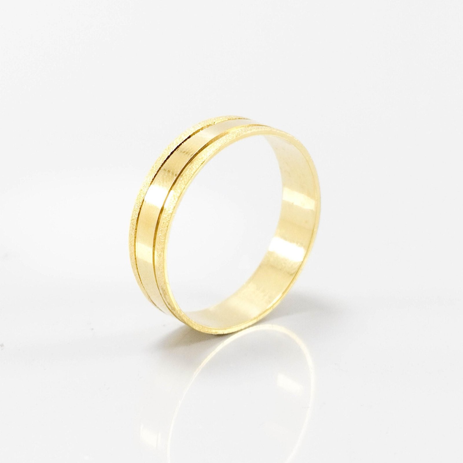 Aliança de Casamento 5mm Dois Friso Diamantado Ouro 18k (Unidade) - Imagem 2