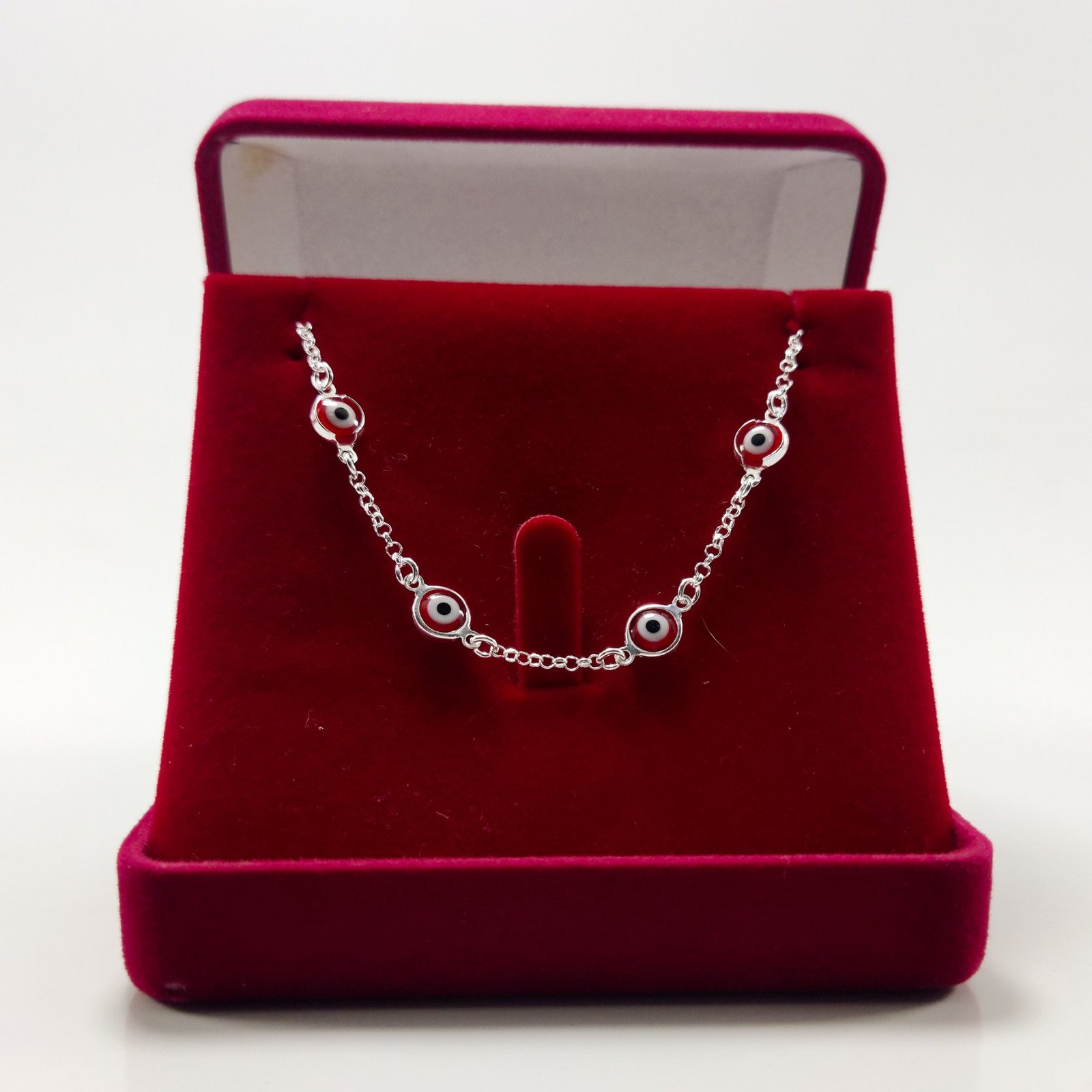 Pulseira de Olho Grego Vermelho em Prata - Imagem 2