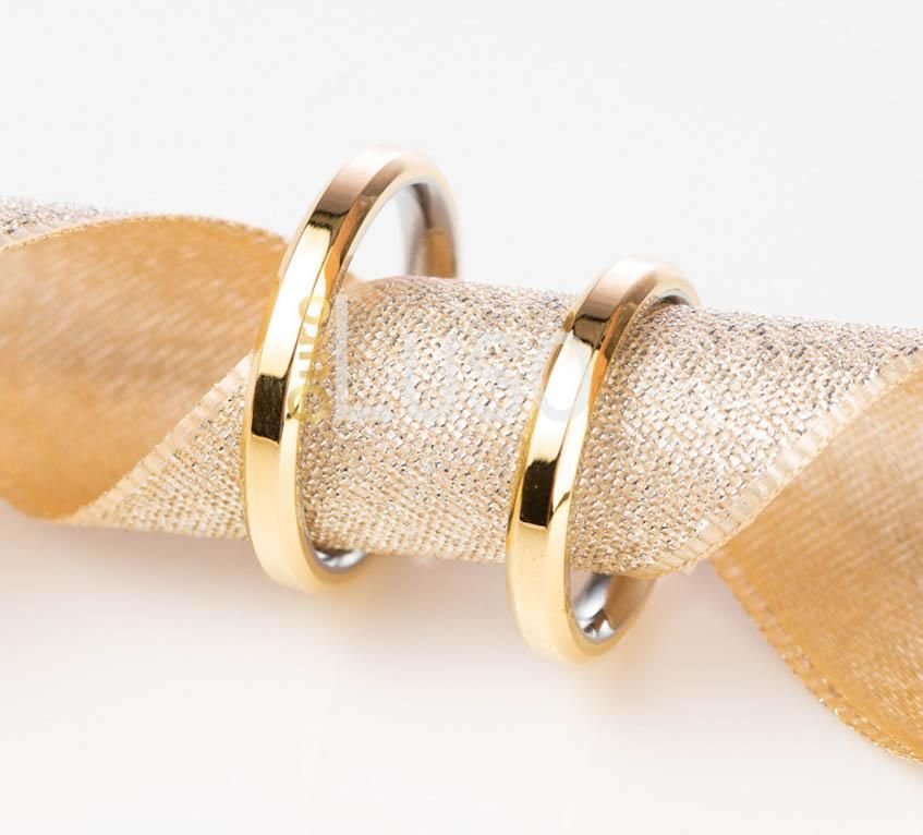 Aliança de Casamento 3mm Moeda com Forro de Aço PAR - Imagem 2