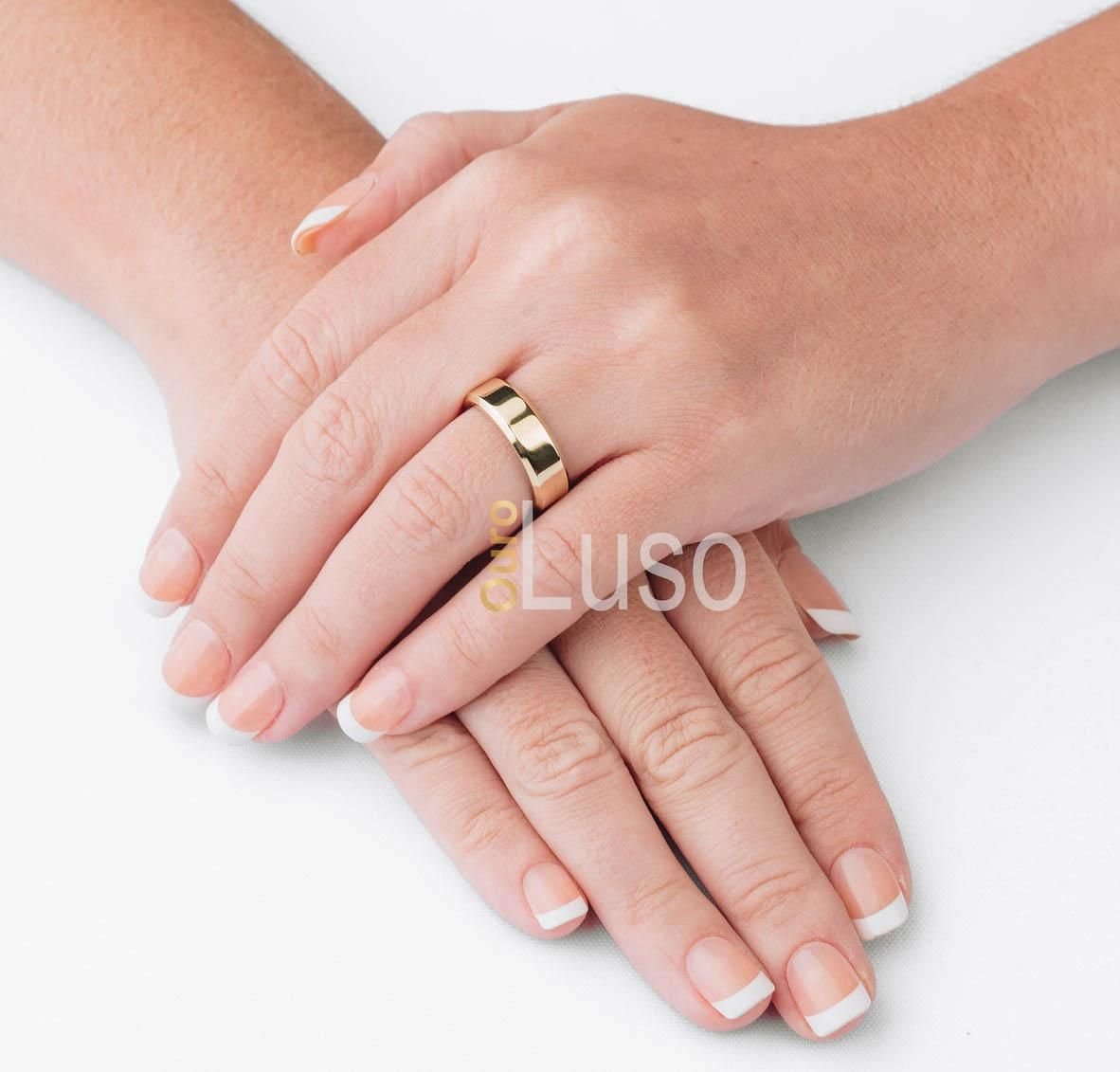 Aliança de Casamento 5mm Chanfrada Moeda com Forro de Aço PAR - Imagem 3