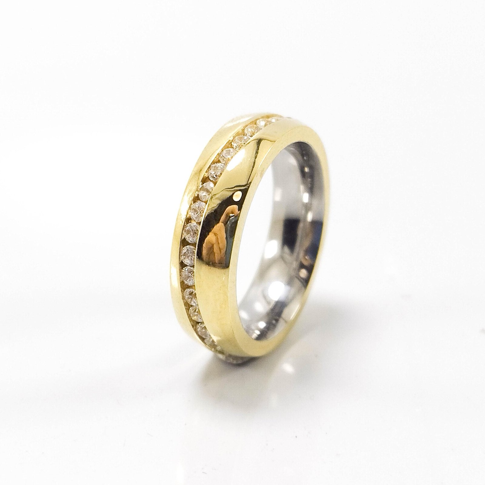 Aliança de Casamento 5mm Moeda com Pedra e Forro de Aço PAR - Imagem 3