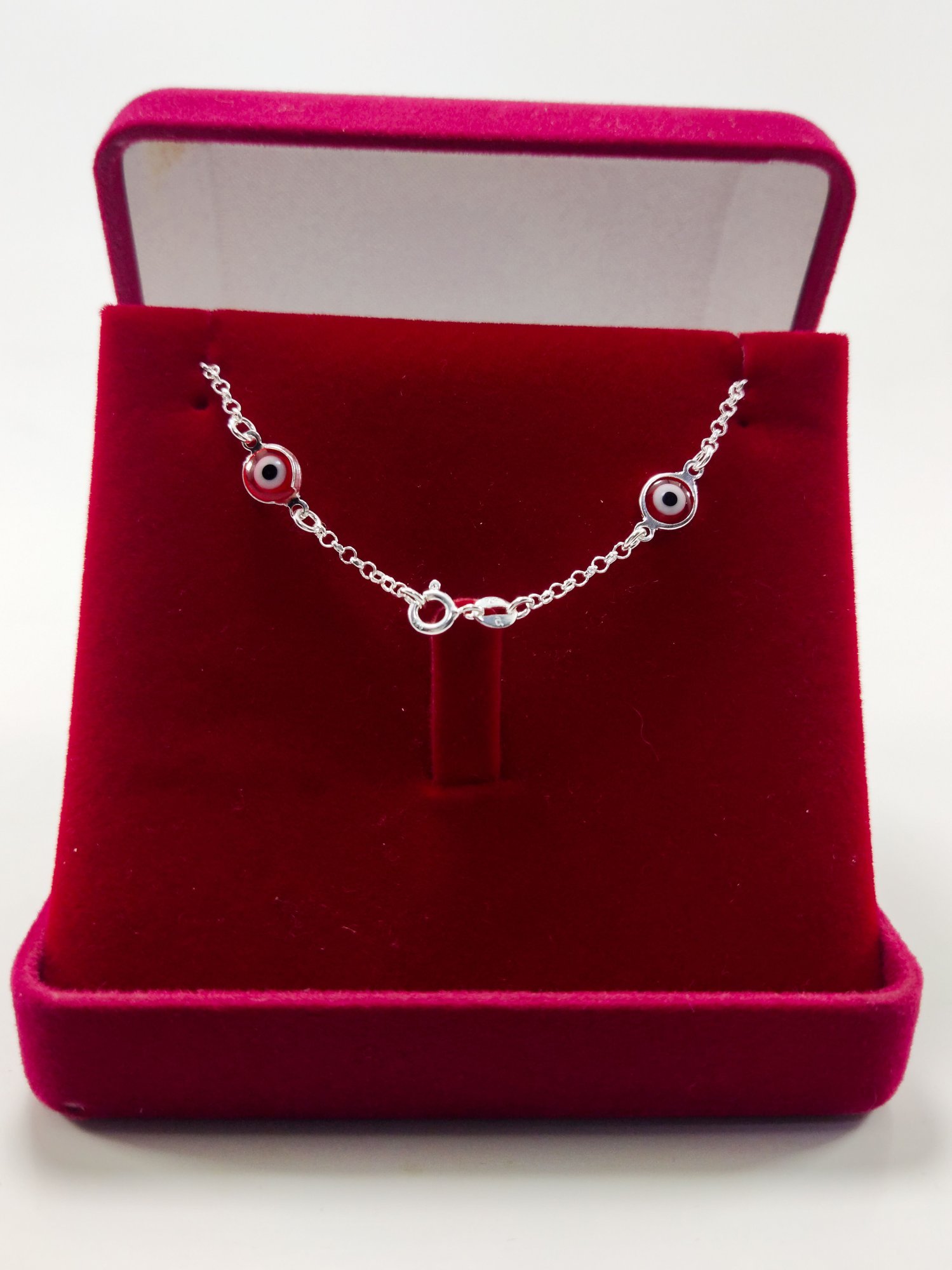 Pulseira de Olho Grego Vermelho em Prata - Imagem 3
