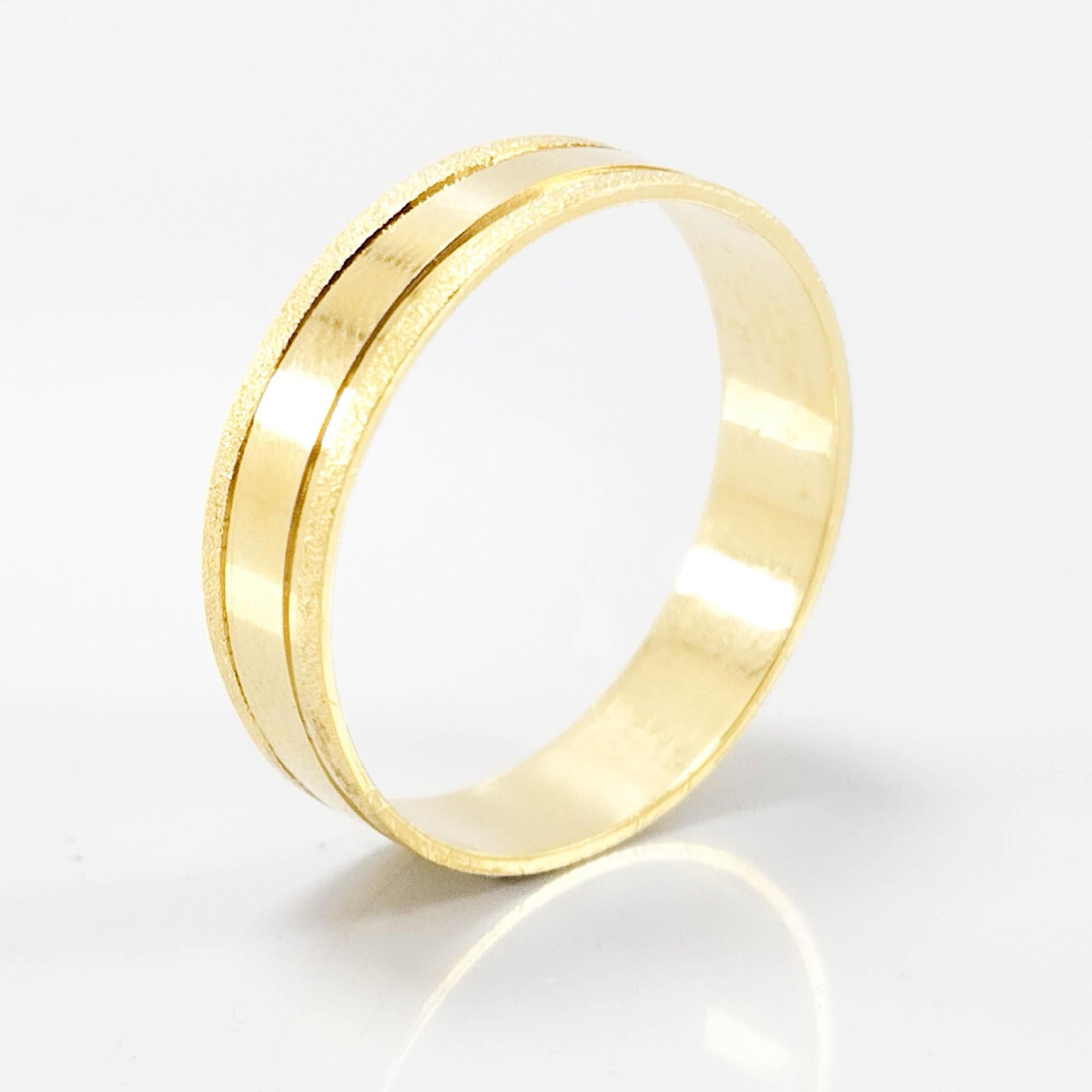 Aliança de Casamento 5mm Dois Friso Diamantado Ouro 18k (Unidade) - Imagem 3