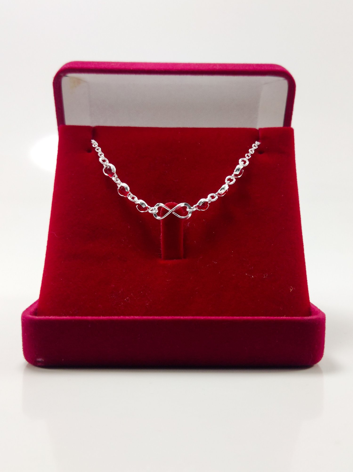 Pulseira Infinito com Pedras Vermelhas em Prata - Imagem 4