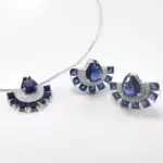 Conjunto Azul Em Prata Cravejado