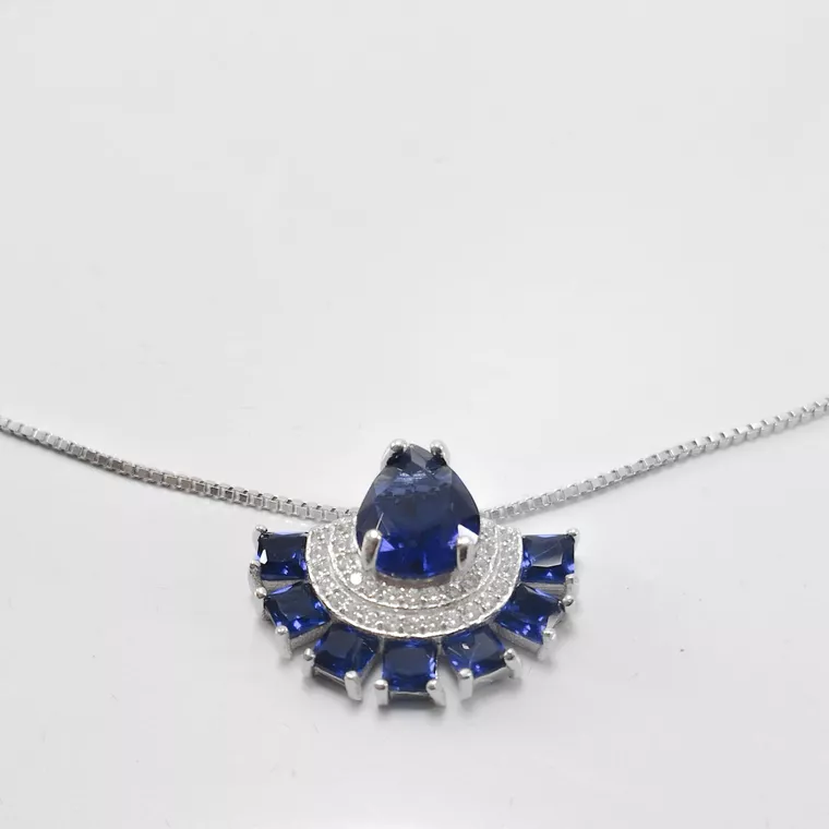 Conjunto Azul Em Prata Cravejado - Imagem 2